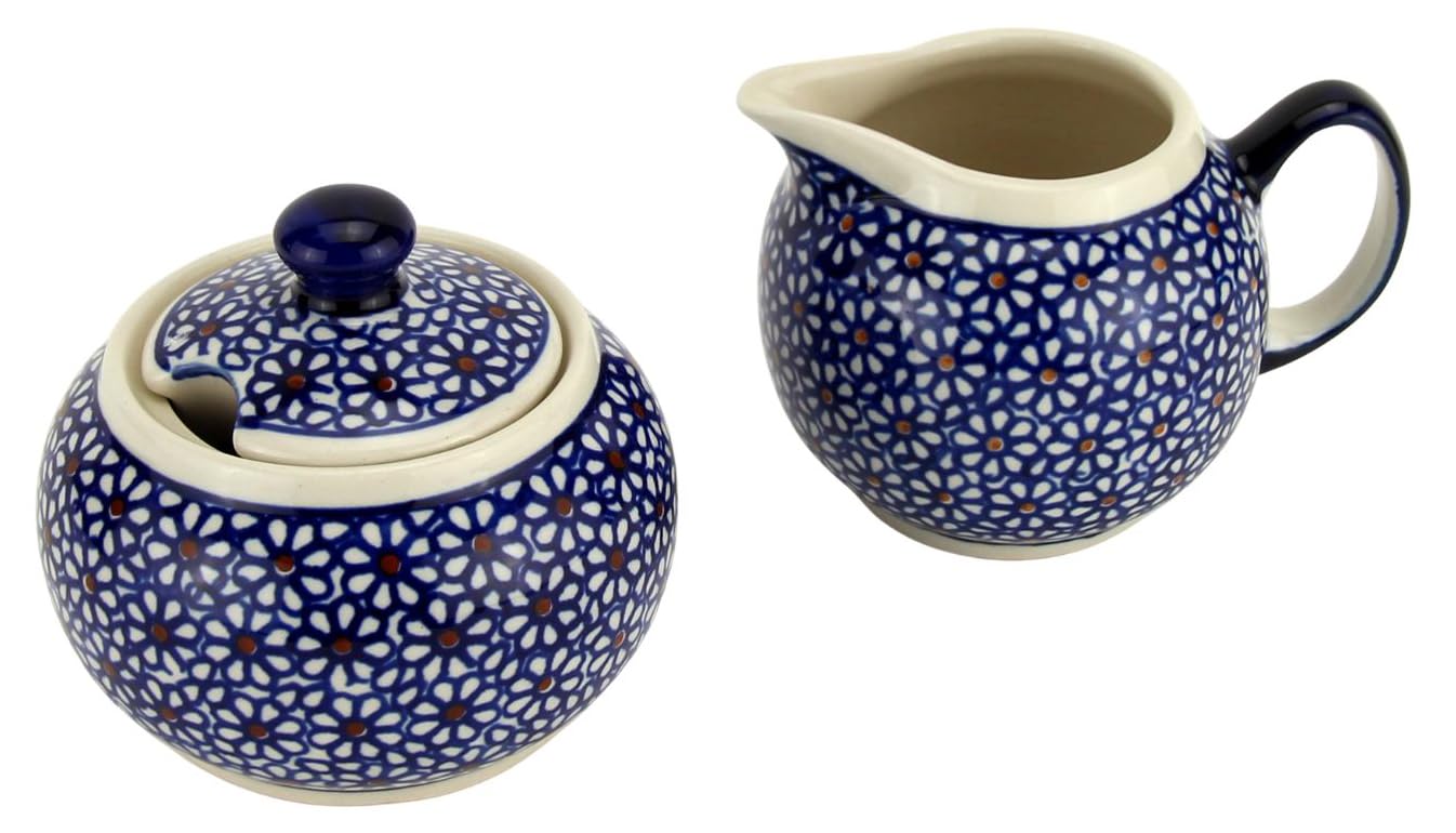 Amazon.co.jp: Polish Pottery Sugar Bowl and Creamer From Zaklady